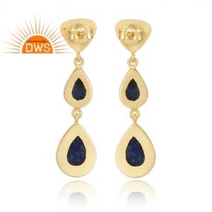 Pendiente colgante de piedras preciosas de lapislázuli Natural chapado en oro de 18 quilates de plata de ley superventas, joyería fina Demi para mujer - Product Image 4