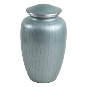 โกศใส่ศพอลูมิเนียมสำหรับบริการฝังศพโกศศพมีสายคาดสีขาวเคลือบพร้อมเงิน - Product Image 2