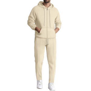 2025 nuevo otoño patrón sólido algodón orgánico Sudadera con capucha chándal transpirable Jogging sudadera y pantalón de chándal para la temporada - Product Image 1