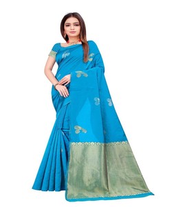 DERNIÈRE LICHI SOIE JACQUARD TRAVAIL SAREE AVEC BLOUSE NON COUCHÉE VÊTEMENT DE RÉCEPTION PRIX DE GROS VÊTEMENT ETHNIQUE - Product Image 6