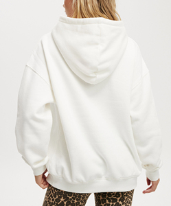 High Street Custom Embroidered Design Solid <b>White</b> Winter Oversized <b>Women's</b> <b>Hoodies</b> Loose Fit Quick Dry Thick Bottom Fleece 100% - Product Image 4