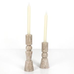 Fournisseurs en gros de bougeoirs photophore dernier design qualité créative gris MOP marbre blanc et bougeoir en verre - Product Image 5