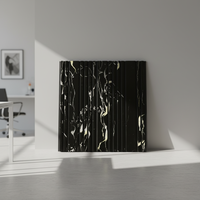 Panneau mural en PVC avec détails dorés, motif géométrique rayé, pour la décoration murale de salle de bain, douche, cuisine, crédence.