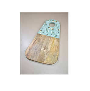 Planche à découper imprimée noire en bois et blanche avec poignée Pièce de design par sublimation pour forme ronde - Product Image 3