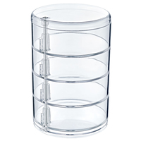 Organisateur de maquillage multifonctionnel en acrylique transparent à 4 niveaux, écologique, sans BPA, avec fonction rotative et design cylindrique