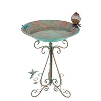 Fontaine d'eau de luxe en fer forgé pour oiseaux avec piquet pour la décoration de jardin et de pelouse - Design moderne, finition thermolaquée, métal intérieur/extérieur