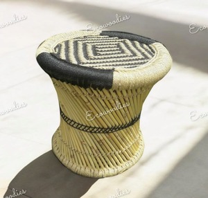 Nouveau Style fait à la main bambou Sarkanda indien canne en osier Muddha repose-pieds tabouret pouf pour salon jardin os incrustation Console - Product Image 2