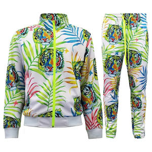 Chándales de ropa para exteriores con estilo de cremallera de Color sólido sublimado, conjunto de 2 uds para hombres, chándales de algodón cómodos de ajuste Regular - Product Image 1