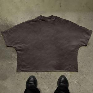 Camiseta básica de cuello redondo de algodón 100% Unisex, manga corta de gran tamaño con diseño cuadrado, gráfico de impresión Digital personalizado para hombres - Product Image 2