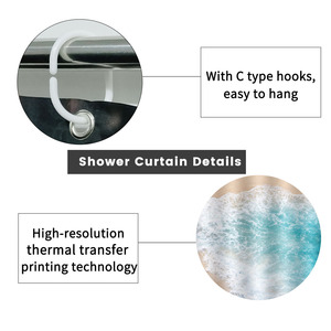 Custom Printed Waterproof Shower Shower <b>Curtain</b> for Bathroom Waterproof Polyester <b>with</b> <b>Hooks</b> - Product Image 2