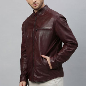 Hot Selling High Quality Breathable Stand Collar Zipper Bikers <b>Men's</b> Outdoor Leather <b>Jacket</b> Plus Size Casual High Street Style - Product Image 2