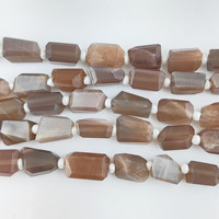 Perles de pierre de lune chocolat 10-12 mm, perles en forme de pépites facettées, brin de perles fait à la main, fabrication de bijoux en vrac, 18-20 perles sur un brin de 8 pouces