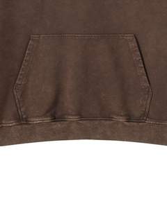 Sweat à capuche oversize vintage marron unisexe en molleton de coton épais, style streetwear, délavé marron, avec poche kangourou, décontracté - Product Image 5