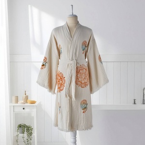 Albornoz de algodón turco con estampado a mano, diseño 8, estilo kimono - Product Image 5