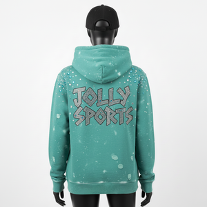 Sudadera con Capucha para Mujer, Algodón Premium, Felpa de Poliéster, Color Verde Azulado, Transferencia de Calor con Pedrería, Logotipo Personalizado, Sudaderas Básicas para Mujer - Product Image 2