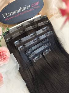 Extensions de cheveux vietnamiennes à clipser de haute qualité, cuticule complète crue droite naturelle, de nombreuses couleurs disponibles, fabriquées au Vietnam - Product Image 3