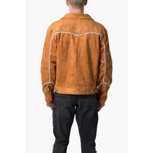 <b>Suede</b> Collared <b>Jacket</b> - Orange - Product Image 3