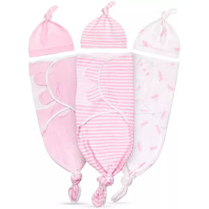 Enveloppe d'emmaillotage réglable pour bébé certifiée GOTS en coton biologique 100% avec étiquette et emballage de logo privé personnalisés - Product Image 1