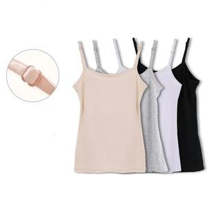 2025 verano Mujer algodón camiseta sin mangas Color sólido negro Rosa Blanco mujer Casual chaleco sin mangas correa ajustable - Product Image 1