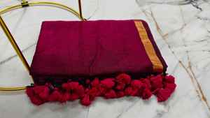 Auténtico Sari de Tela de Algodón de Primera Calidad, Teñido Liso, Ecológico, de Secado Rápido, Vestido de Novia Ligero para Niñas, Tejido de 450 g/m² - Product Image 6