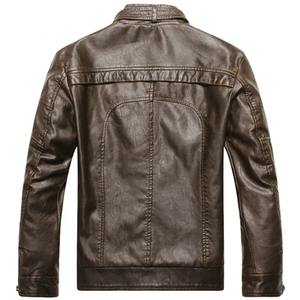 Chaqueta de Cuero Estilo Americano para Hombre, Ropa de Calle, Chaqueta de Cuero para Hombre, Chaqueta con Cuello Alto, Chaqueta de Motociclista para Hombre - Product Image 3