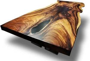 Table de salon moderne de luxe artisanale en résine RE020027, plateau en époxy aux tons chauds, plateau de table rectangulaire imperméable pour bureau - Product Image 4