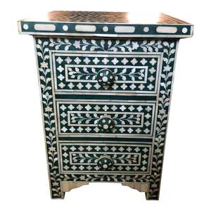 Mesa Auxiliar Moderna con Incrustaciones de Hueso y Almacenamiento, Hecha a Mano y Ecológica - Product Image 4