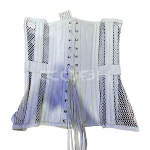 Corsé de Cuero Blanco con Paneles de Malla Transpirable, Corsé Moldeador de Cintura, Ropa de Club, Proveedor de Corsés - Product Image 6