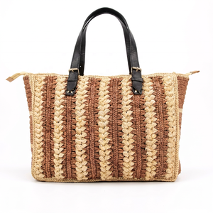 Woven <b>raffia</b> Shoulder Bag Jute Tote <b>Handbag</b> Reusable Shopping Carryall for Daily Use - Product Image 2