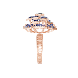 Anillo de compromiso de racimo de zafiro sintético en forma de cometa atemporal 14K oro sólido laboratorio cultivado diamante acento regalo de boda OEM ODM - Product Image 2