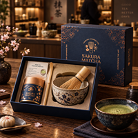 Coffret cadeau AT PACK Matcha avec emballage personnalisé, bol à thé, fouet en bambou et solutions cadeaux haut de gamme