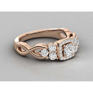 Anillo de Diamantes Redondos Solitarios de Oro de 9K para Mujer, Elegante y Lujoso - Product Image 1