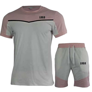 Ensemble 2 pièces DAKHA SPORTS DS-1801 pour homme : T-shirt et short décontractés d'été avec poches, en tissu tricoté 450g - Product Image 1