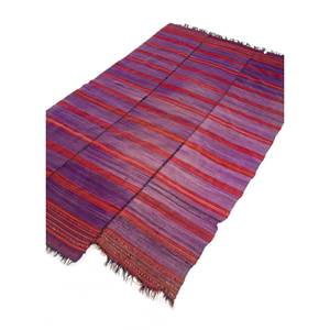 Alfombra de Lana a Rayas Nuray Rosa y Morado, Anudada a Mano, para Decoración de Sala de Estar Juvenil, Paem-1040 9x12, Diseño para Pasillo - Product Image 2