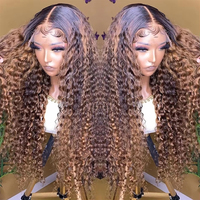 Perruque Lace Front 13x4 HD Transparente en Cheveux Humains Vierge Indiens, Ondulée, Couleur Brun 1B/4, Densité 250%