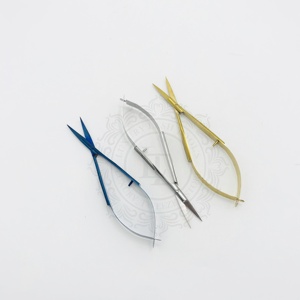 ขายดีกรรไกรสแตนเลสใบมีดตรงสำหรับฤดูใบไม้ผลิสีฟ้าทองเงินทำด้วยมือ - Product Image 5