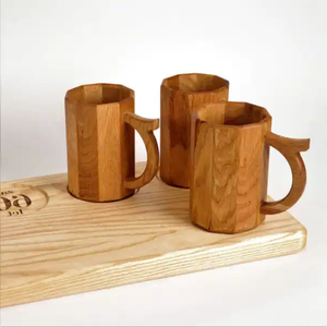 Tasse de camping en bois artisanal de style nordique finlandais, tasse portable en bois de caoutchouc pour café, thé, lait, directement d'Inde - Product Image 1