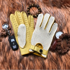 Manoplas de motocicleta Retro para hombre, guantes de cuero de verano a la moda, refrigeración transpirable de ganchillo para gimnasio, deportes, actividades al aire libre - Product Image 5