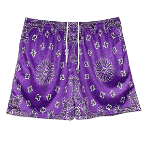 Fabricant Logo personnalisé Jeunesse Unisex Été 100% Polyester Sublimation Imprimé sur tout le short en maille Paisley pour homme avec poches - Product Image 4