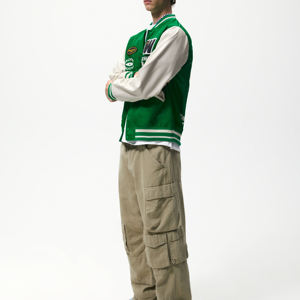 Nuevo 2023 venta al por mayor precio barato cortavientos al aire libre Letterman cálido acolchado personalizado hombres prendas de vestir exteriores personalizadas mujeres chaqueta bomber de mezclilla - Product Image 2