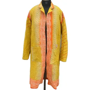 Этническая одежда винтажная стеганая хлопковая зимняя куртка ручной работы унисекс стильная кимоно Халат