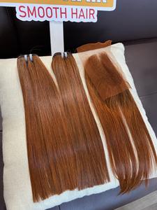 Vente en gros de paquets de cheveux lisses de toutes les couleurs avec fermeture, extensions de cheveux raides en os vietnamien Remy - Product Image 4
