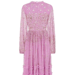 Elegante cuello redondo ajustado vestido sin mangas de tubo de longitud completa cuentas de lentejuelas tela de malla polivinílica vestido de baile Vintage Formal fiesta Casual - Product Image 1