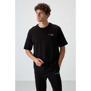 Ensemble de survêtement décontracté en coton pour homme, noir, épais et doux, coupe oversize texturée avec motif brodé - 85252 - Product Image 5