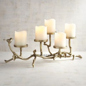 Recién llegado, diseñador Floral chapado en oro de alta calidad, centro de mesa de Metal de primera calidad, portavelas decorativo de la India - Product Image 3