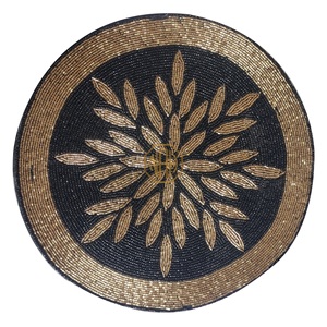 Factory Direct Wholesale Traditional Embroidery <b>Beaded</b> Handwoven Luxury Table Mat Linen Cotton Fabric Anti-Slip Dining Accessory - Product Image 1