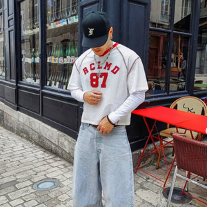 Ropa de calle, Retro camiseta de fútbol, camisetas de gran tamaño de secado rápido impresas, camiseta de béisbol personalizada de malla recortada cuadrada - Product Image 2