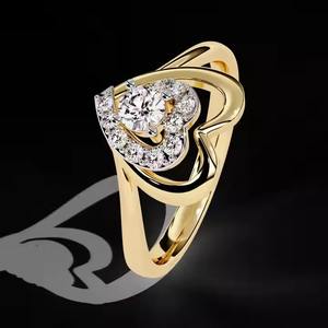 Bague de fiançailles Halo coeur en or 10K Original Moissanite Diamond Plain Band Cadeau parfait pour sa promesse bague de fiançailles - Product Image 4