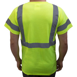 เสื้อยืดแขนสั้นสำหรับผู้ชายเสื้อทำงาน Hi Viz มีกระเป๋าเสื้อยืดความปลอดภัยสะท้อนแสง2025ออกแบบได้ตามที่ต้องการ - Product Image 4