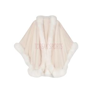 Cape en cachemire de luxe OEM 2026 avec doublure en fourrure de renard pour femme, 100 % haute qualité, coupe-vent, écologique, pour l'hiver - Product Image 3